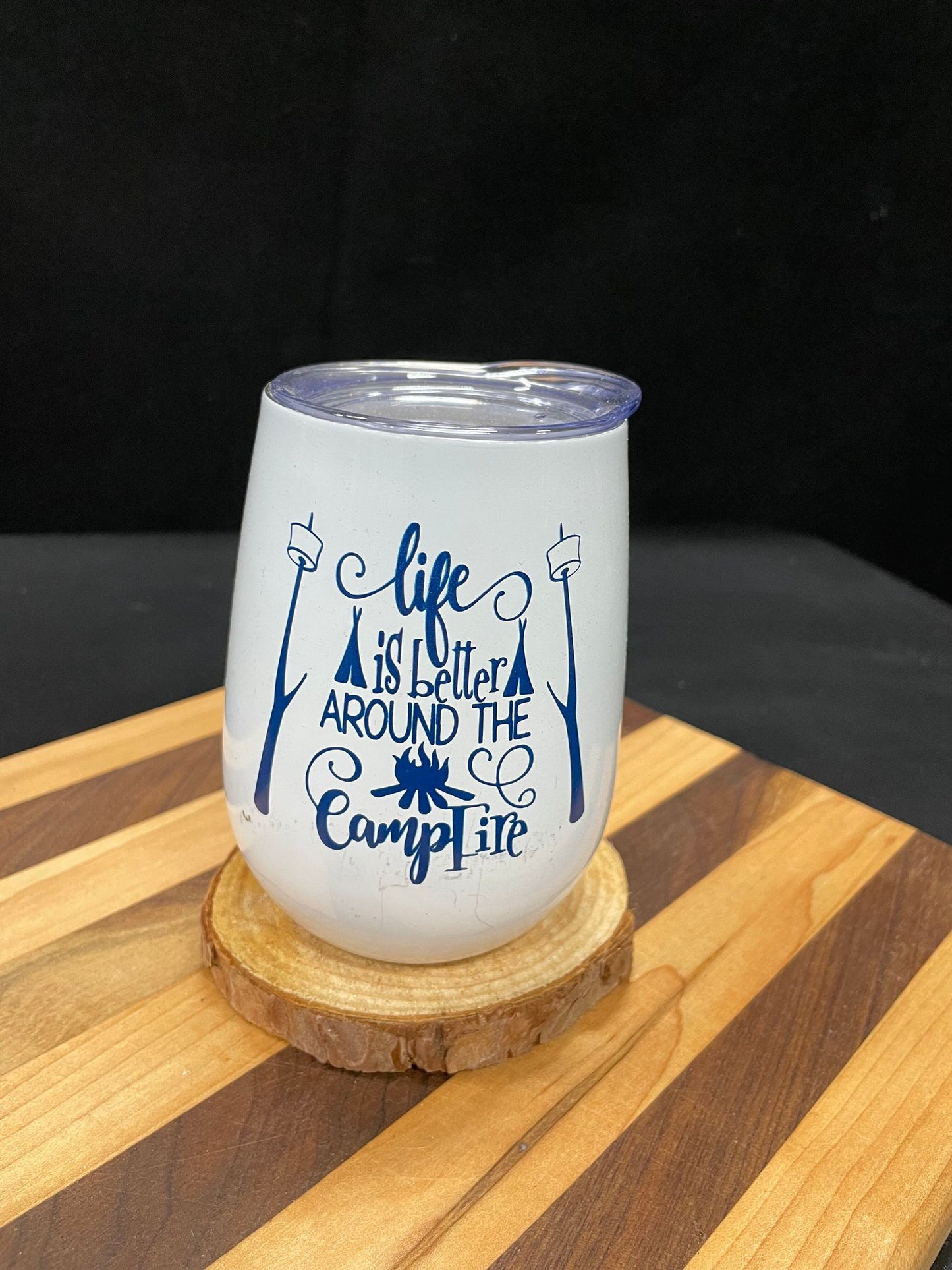 Stainless Wine Glasses w/Fun Phrases