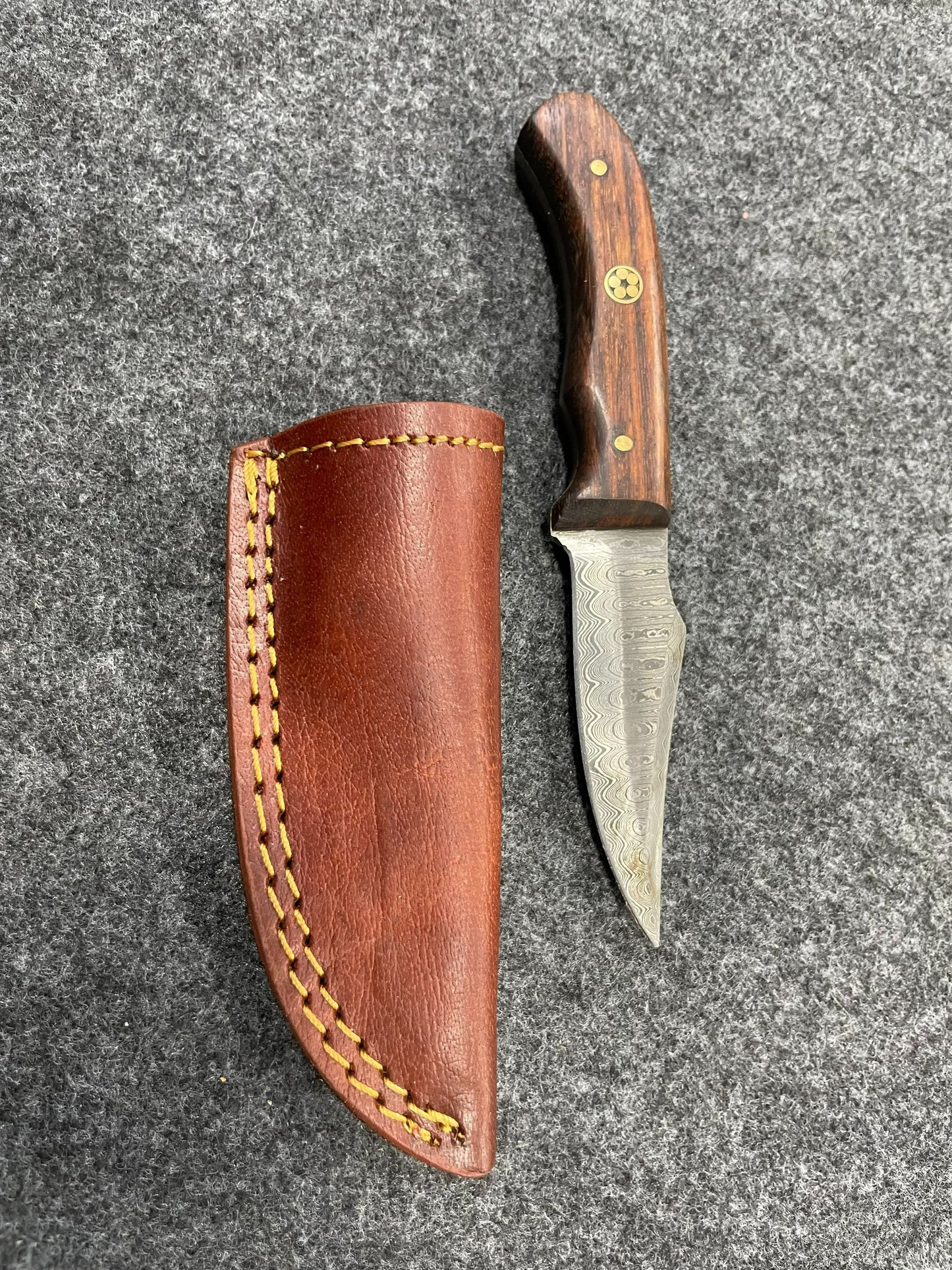 Titan Damascus Steel Skinner Knife, Rosewood Grip by Titan TD-177 3.3" blade